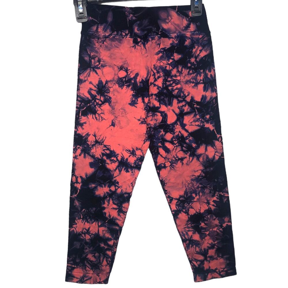 SPIRITUAL Gangster Crop Seamless tie dye coral‎ and navy High rise Legging, XS/S